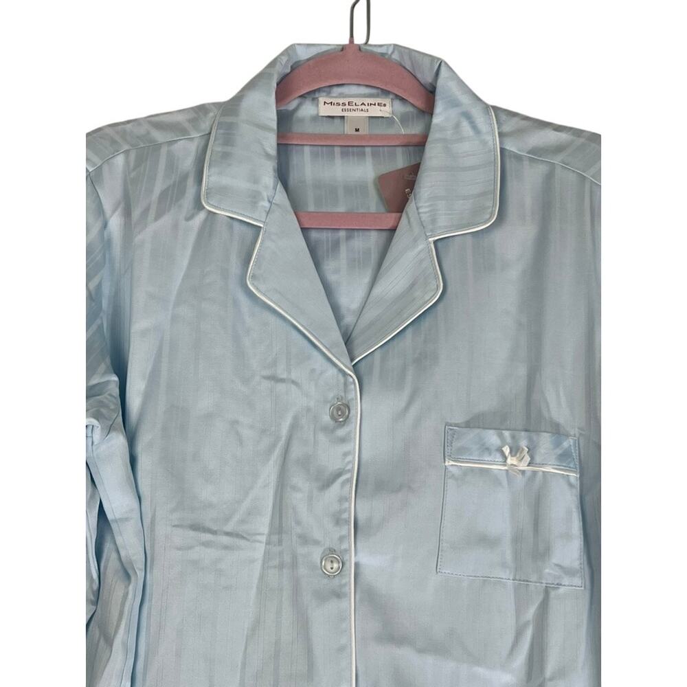 NWT Miss Elaines Essentials Powder Blue Long Sleeve Pajamas Top & Pants Size M - Picture 2 of 12